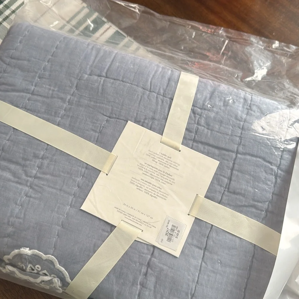NWT Pottery Barn Baby Demi eyelet chambray quilt toddler - Picture 5 of 7